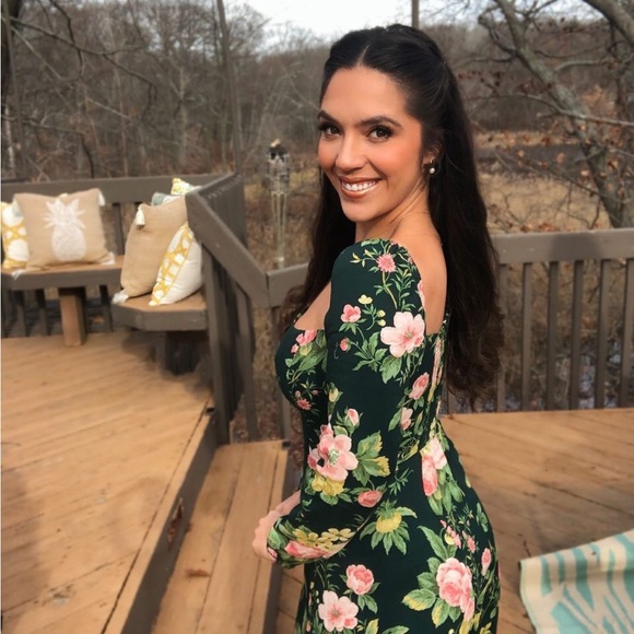 REFORMATION FOREST GREEN PINK FLORAL PRINT MIDI DRESS SUSTAINABLY MADE I… - Picture 3 of 13